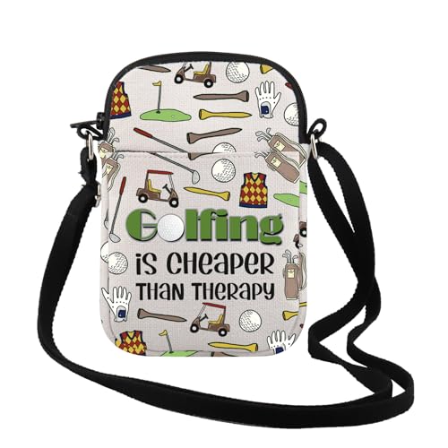 TSOTMO Golfer Player Gift Golfing Themed Gift Golfing Is Cheaper Than Therapy Crossbody Bag Golfer Memorial Gift