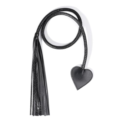 Fouet long en similicuir noir de 127 cm pour l'équitation et le sport