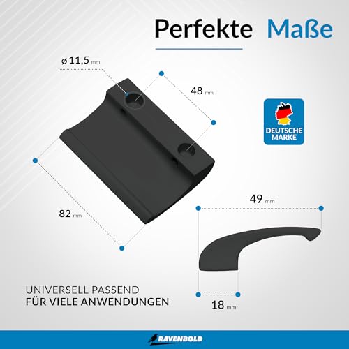 RAVENBOLD Balkontürgriff für Außen - Extrem stabiler Terassentür Griff - Ziehgriff für Balkontür - aus Aluminium hergestellter Griff für Balkontür Außen (Dunkel Grau (RAL 7016))