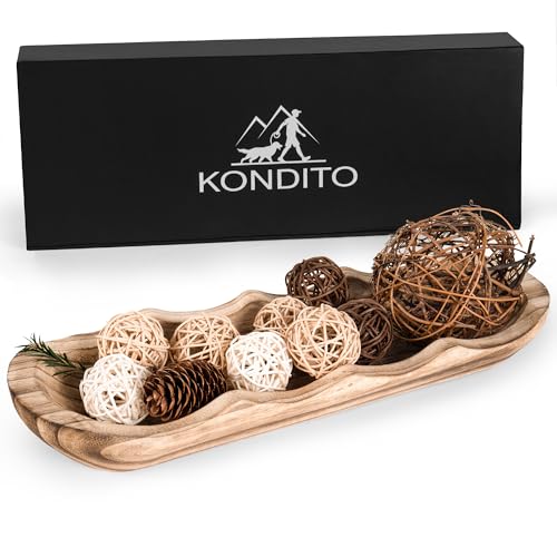 Kondito Wavy Edge Wooden Dough Bowl for Decor 16" L