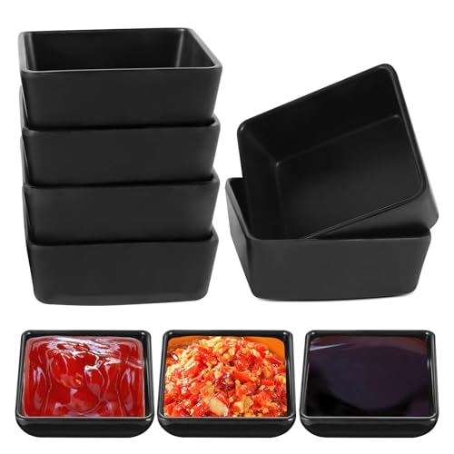 Dipschalen Set - 220ml Generisch 6 Stück Dipschalen, 9cm Schwarz Sojasauce Schälchen Kleine Schälchen, Servierschalen set, Snackschalen Set 6er Pack für Dips, Saucen, Fingerfood Gewürze, Marmeladen