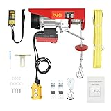 Wireless 2 in 1 Electric Hoist with 440 LBS Capacity Steel Electric Lift 510W 110V Electric Hoist with Remote Control & Single/Double Slings for Lifting in Factories, Warehouses, Construction Site