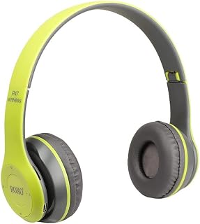 P47 Best Wireless Portable Gaming Headphone Microphone Stereo Card Support Bluetooth Headset (Green) Price In India