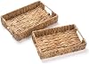Pack de 2 bandejas de jacinto de agua con asas, bandeja de servicio rectangular de mimbre, cesta de mimbre tejida para mesa de centro, baño, sala, cocina 6