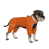 Winter Waterproof Dog Snowsuit – Full Body Outdoor Jacket with Leash Ring, Fleece Lining, Windproof Reflective 4-Leg Dog Coat for Small to Large Dogs Mustard Yellow XL