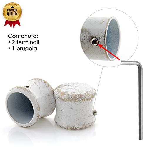 Miniatura 4 de Girasole Home Terminal De Tapa Para Barra De Cortina De 18-20 Mm De Diámetro, 2 Unidades De Aleación De Zinc Blanco Y Dorado