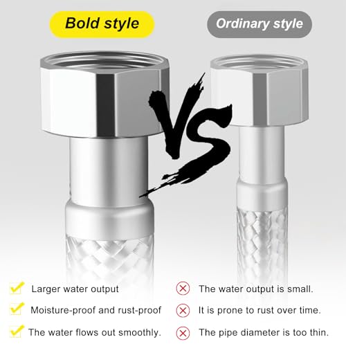 Qsvbeeqj Strong Steel Double Ended Hose Thickened Designs Shower Connector Easy Installation For Enhanced Pressure Resistance Industrial Grade Water Heater Hose