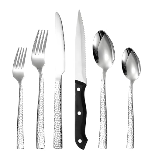 Reviews de Juegos de cubertería los más solicitados. 42 Cloeey Future Juego de Cubiertos Acero Inoxidable de 24 Piezas, Incluye Cuchillos para Carne, Cuchillos, Cucharas y Tenedores, Set de Cubiertos para 4 Personas, Apto para...