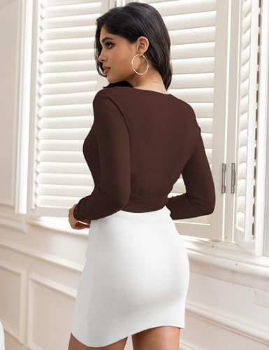 Image of Women's Cropped Cardigan Sweaters Crew Neck Button Down Open Front Knit Bolero Shrugs