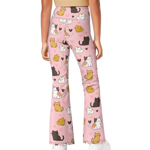 Image of Girls Leggings Floral Print High-Waisted Flared Pants 5-14 Years