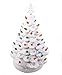 ReLIVE Christmas is Forever Lighted Tabletop Ceramic Tree, 16-Inch White Tree with Multicolored Lights