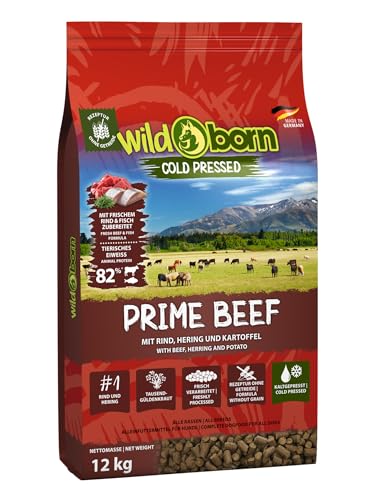 Wildborn Prime Beef 1 x 12 kg | kaltgepresstes Hundetrockenfutter mit Rind & Kartoffel | mit 82% tierischem Protein