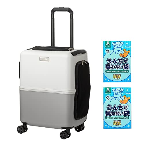ペットキャリー ペチコ Petico 3001-M 犬用 猫用 ペット用キャリーケース & うんちが臭わない袋 30枚 セット (グレー×ホワイト)