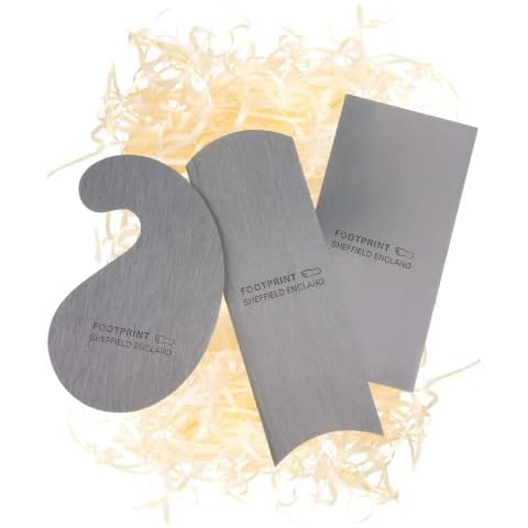 High Carbon Steel Cabinet Scrapers - Set of 3. By Footprint Tools. A Rectangular, Gooseneck and Curved Card Scraper. Shaped for Scraping Wood. Alternative to Sandpaper. Paint, Oil and Varnish Remover Cover