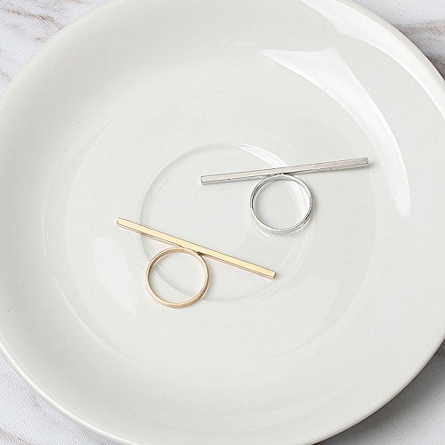 Minghua Silver Bar Geometric Square Finger Ring For Women Girls Party Gift (Gold) #TOP5