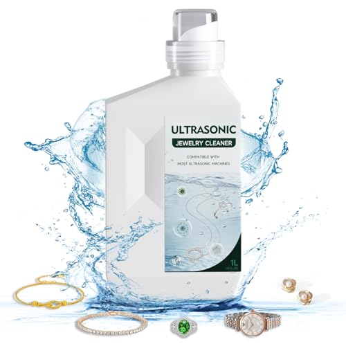 ROLWAY Limpiador ultrasónico concentrado 34 Fl.Oz solución de limpieza de gafas, diamantes, anillos, oro, joyas, plata, pendientes, piedras preciosas, joyas, 1000 ml