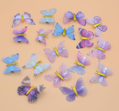 20 pinzas de mariposa para cabello color morado