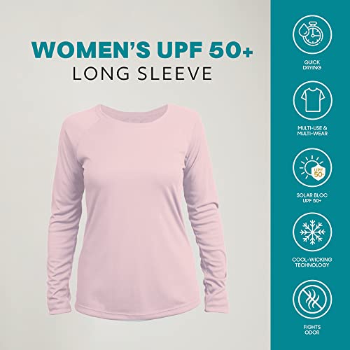 Vapor Apparel Women’s UPF 50+ UV Sun Protection Long Sleeve Performance Regular Fit T-Shirt for Sports and Outdoor, X-Small, Pink Blossom
