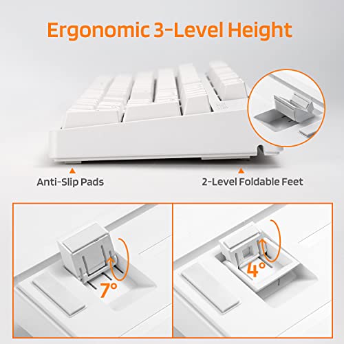 Ltc Nb1041 Nimbleback Wired Mechanical Keyboard, Hot-Swappable 104Keys Rgb Backlit Gaming Keyboard, Red Switch/White #TOP6