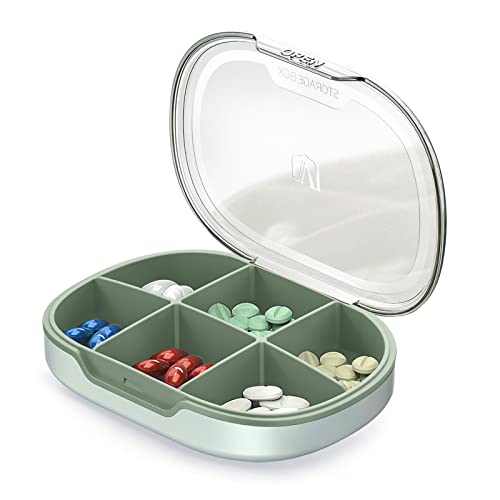 Hearkey Pilulier Semaine Francais 6 Jours, Pilulier Medicaments Mensuel 6 Compartiments,Boite Medicaments Journalier Semainier Matin Midi Soir, Boite de Rangement Medicament Grand Format pour Voyage Cover
