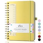 Umriox Wirebound Spiral Notebooks 180Pages /90 Sheets for Writing,100gsm No Bleed Paper, PU Hardcover, for Women Men Work Office School,14.5 x 21cm - Yellow