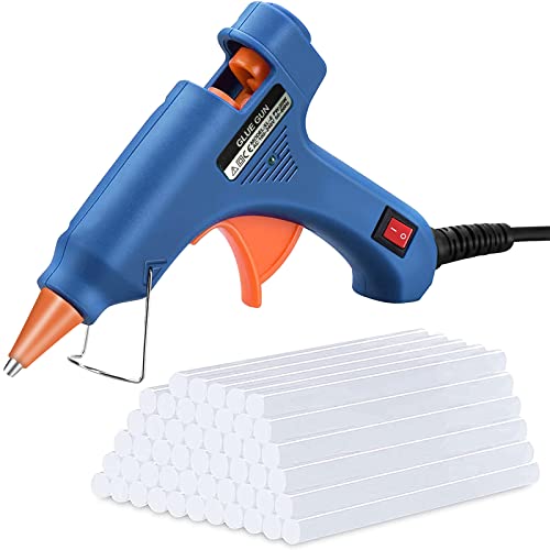 Ceboic Pistola Silicona Caliente 20W, Mini Pistola de Pegamento con 20pcs Barras de Pegamento 7mm*200mm, Kit Pistola Silicona Manualidades Profesional para Arte DIY Empaques Reparaciones Rápidas Cover