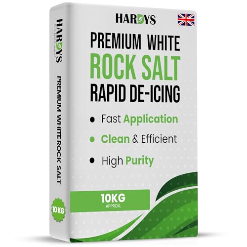 Bag of White Grit Rock Salt 10kg | Fast-Acting on Ice & Snow Rock Salt for Weeds De-Icing Driveway Path Road | Pure Deicer with Minimal Residue