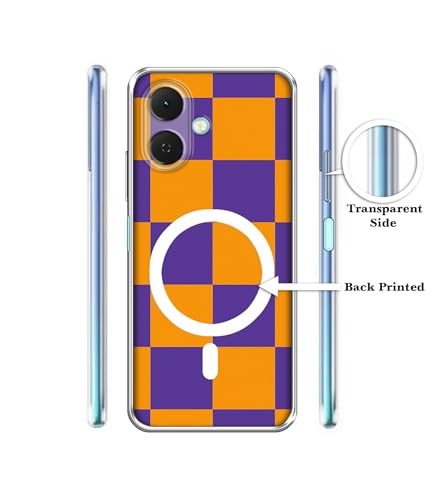 Image of Back Cover for Tecno Spark Go 2 4G Royal Orange Checkboard Magnetic Ring Design (Not Magnetic Compatible) | UV Printed Soft TPU Shockproof Back Case for Tecno Spark Go 2 4G