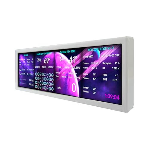 Image of VSDISPLAY 8.8 Inch 1920x480 IPS LCD Monitor for Secondary Display /DIY Computer PC Case GPU CPU RAM Temperature Data Monitoring Sensor Panel,White