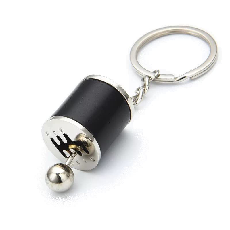 Premium Black Transmission Fidget Gear Keychain Ring - Creative Auto Part Model Six-Speed Manual Gear Box - Stainless Steel Metal Keychain (Pack of 1)