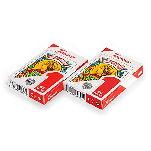 Pak van 2 Spaanse Fournier Nr. 1 Speelkaarten in Kartonnen Etui (2X Rood 40C) - Image 3