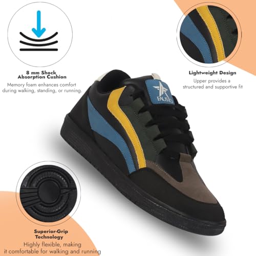 Image of FAUSTO Men's Colorblocked Low Top Classic Lace-Up Sneaker Shoes|Low Ankle Casual Shoes|All Day Comfortable Sneakers