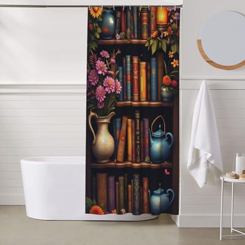 Rideau de douche moderne bibliothèque imprimé tissu épais lavable 152x183 cm - 7
