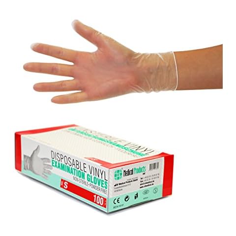 Vinyl Gloves 100 Pieces Box (S, Transparent), Disposable Examination Gloves, Powder Free, Latex Free, Non Sterile, Sanitary articles for the kitchen and cleaning, Single Use Cover