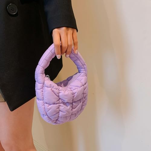 Image of Quilted MINI Handbag and Purses Women Puffer Nylon Hobo Cotton Padded Purse Work Travel Lightweight