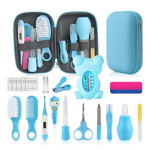 Image of Qunlions life Baby Grooming Kit, Infant Safety Care Set with Hair Brush Comb Nail Clipper Nasal Aspirator Ear Cleaner,Baby Essentials Kit for Newborn Girls Boys