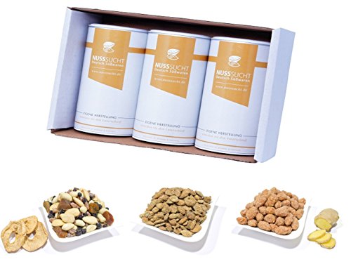 Herbstbox Geschenkset | Gebrannte Mandeln Ingwer | Gebrannte Kürbiskerne | Geröstete Nussmischung Obstgarten | 3x250g Bundle Vorteilspack Cover