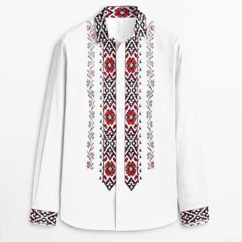 Camicia da uomo a maniche lunghe, stile casual, vintage, con