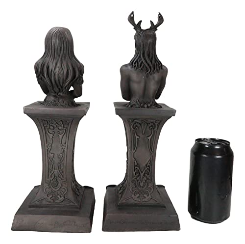 Ebros Neopaganism Wiccan Primary Deity Statue Featuring The Masculine Horned God Or Feminine Crescent Moon Triple Goddess Busts On Pedestal (Set Of Two Triple Moon Goddess And Horned God) #TOP6