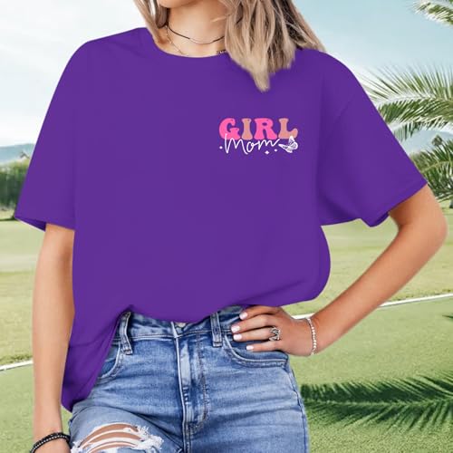 Image of Mama Shirts for Women in My Girl Mom Era Shirt Funny Letter Printed Graphic Tees Casual Tops