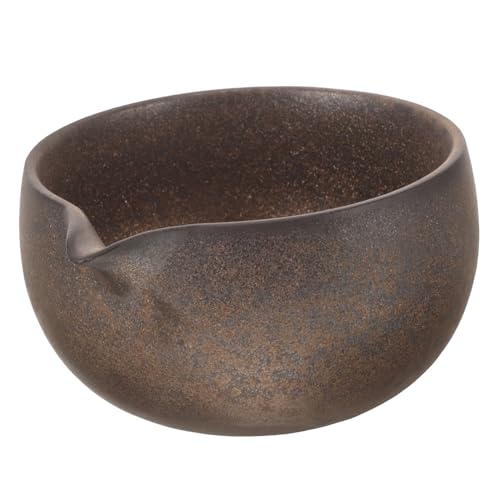 HIAKDOFT 伝統茶道向け注ぎ口付き抹茶碗 和風レトロデザイン 簡単注ぎと手入れしやすいセラミック製 抹茶や各種茶に適した家用茶器