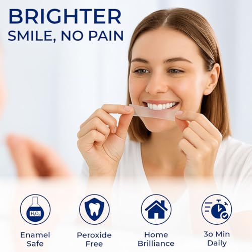 Furein Smile Zahnaufhellungsstreifen, Peroxidfrei, Minzgeschmack, 42 Stück, Zahnschmelzschonend