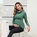 GINKANA Maternity Tops Pregnancy Long Sleeve Shirt Side Ruching Cowl Neck Tee Top Tunic Blouse Casual Mama Clothes,Green,XL