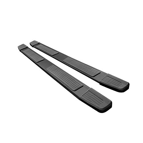 IKON MOTORSPORTS, Side Step Nerf Bar Compatible with 2019-2024 Chevrolet Silverado GMC Sierra 1500 Crew Cab, Factory S6 Style Black Running Board 2PC Set