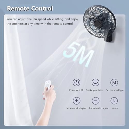 Ventilateur mural intelligent 120° à télécommande pour un gain de place - 6