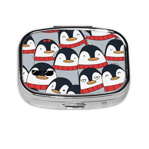 ピルケース ペンギン柄 薬ケース 錠剤ケース 薬入れ スクエアピルボックス ミニ 薬箱 携帯ピルケース 収納ボックス 小物入れ ピルボックス 携帯用 人気 長方形 コンパクト 薄型 小型 おしゃれ くすり整理 収納ボックス かわいい