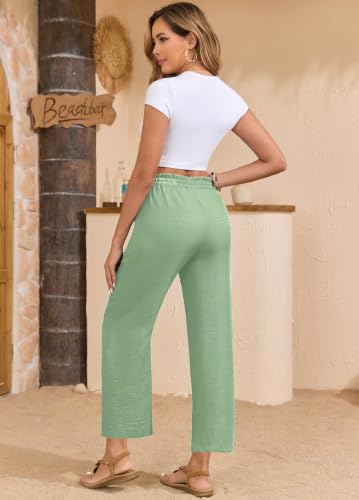 Image of EDUWU Women Casual Pants Loose High Waist Cropped Palazzo Beach Pants Summer Outfits 2026 Trendy