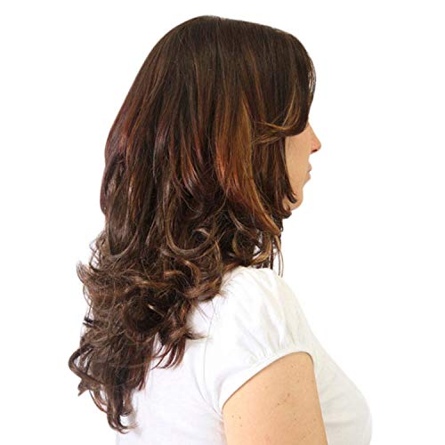 Aplique Ondulado Hairdo 45cm Chocolate Com Mechas Cobre