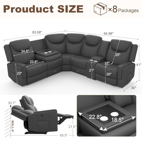 Dresegmt Manual Recliner Sectional Sofa