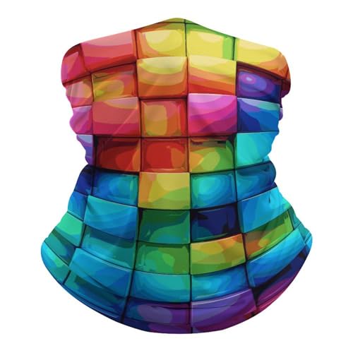FZQVSGW Balaclava Neck Gaiter Rainbow Color Plaid-png Neck Face Mask Windproof Scarf Face Cover for Men Women